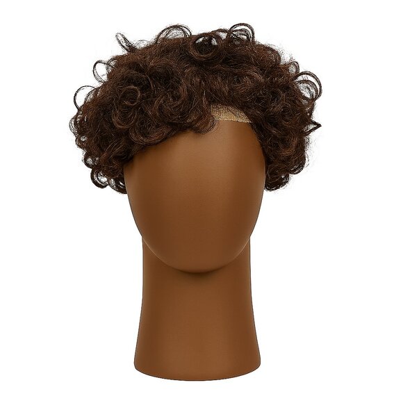 Curly Brown Hair Replacement For Men Volumizing Prosthesis, New in Box with Tape - Picture 2 of 8